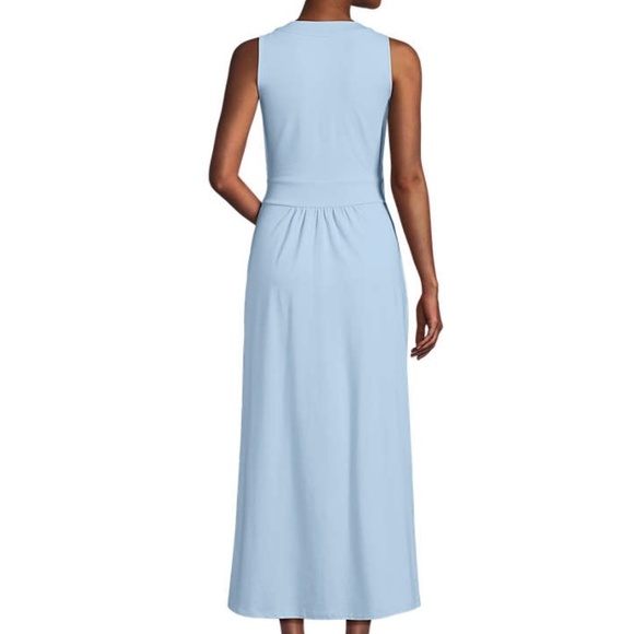 LANDS END Cotton Sleeveless Maxi DRESS Size: SMALL TALL New BLUE - Picture 4 of 5